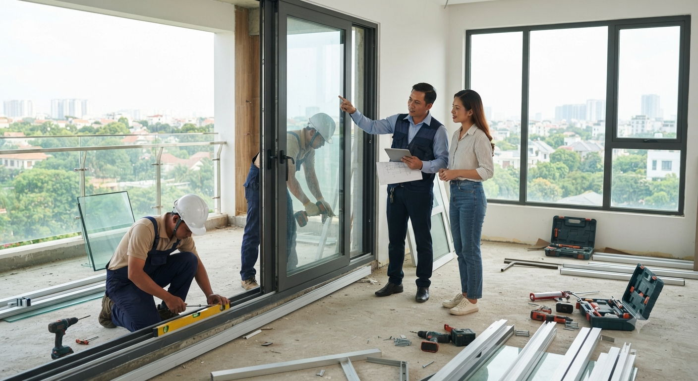 Những Lưu Ý Khi Lựa Chọn và Thi Công Cửa Đi Nhôm Kính